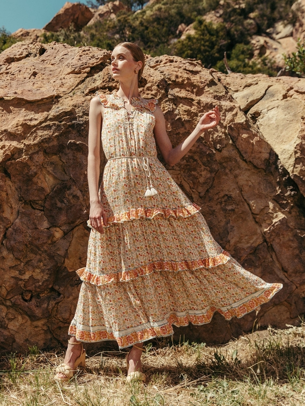 Cleobella Kyra Ankle Maxi Dress in Carnation